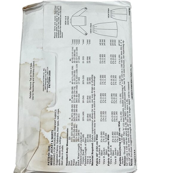 Kwik Sew Pattern 2559 XS-XL Women's Blouse & Skirt Sewing Pattern - Picture 2 of 2